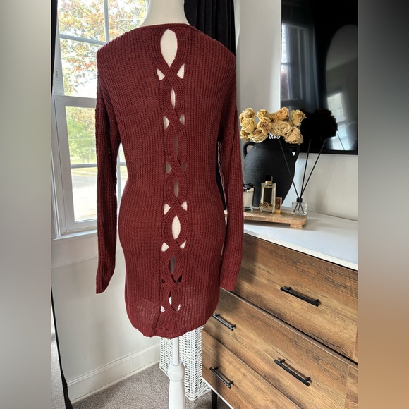 Pink Rose Sweaters - Pink Rose Rust Color Open Front Cardigan